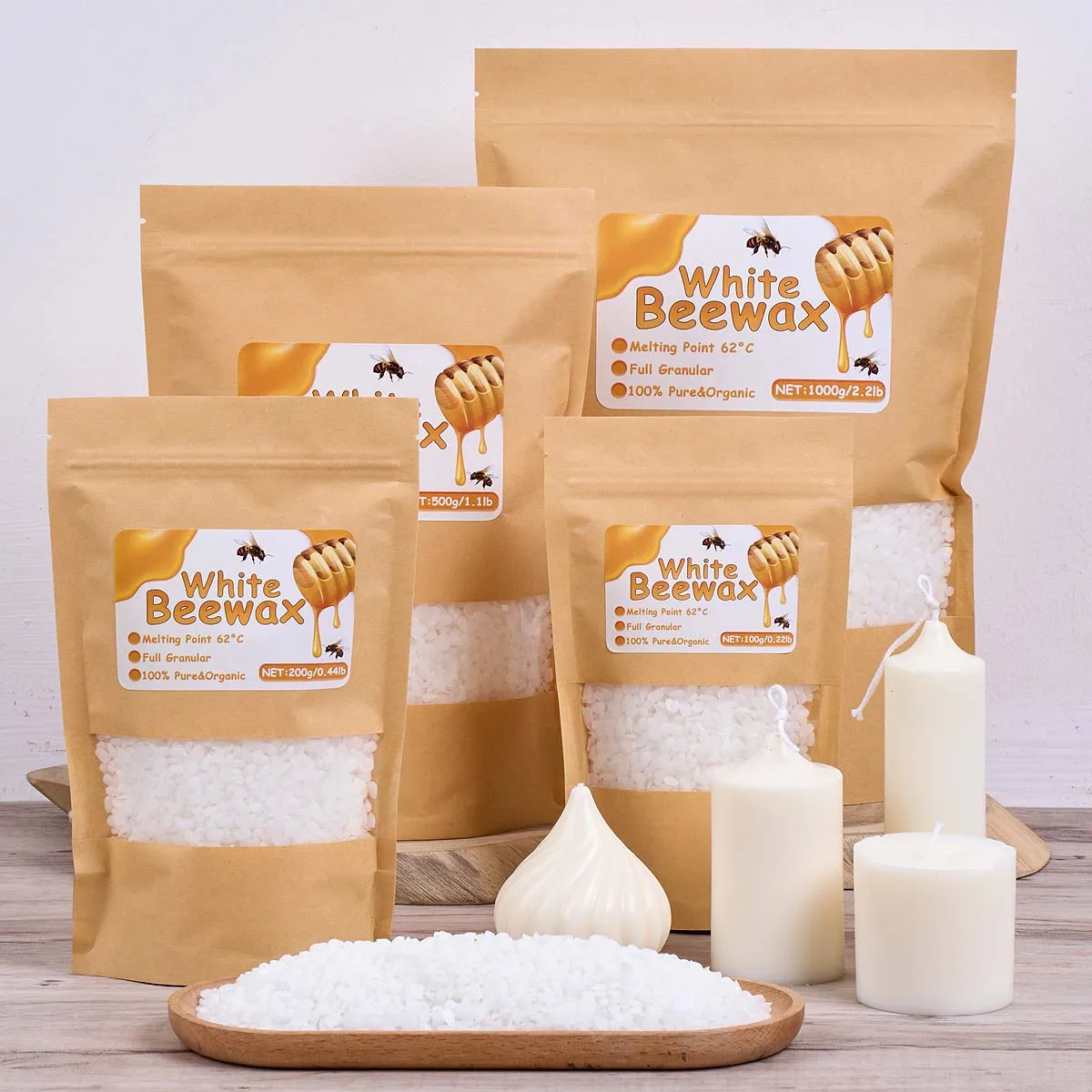 Candle Supplies Beeswax - 500 г белый пчелиный воск DIY